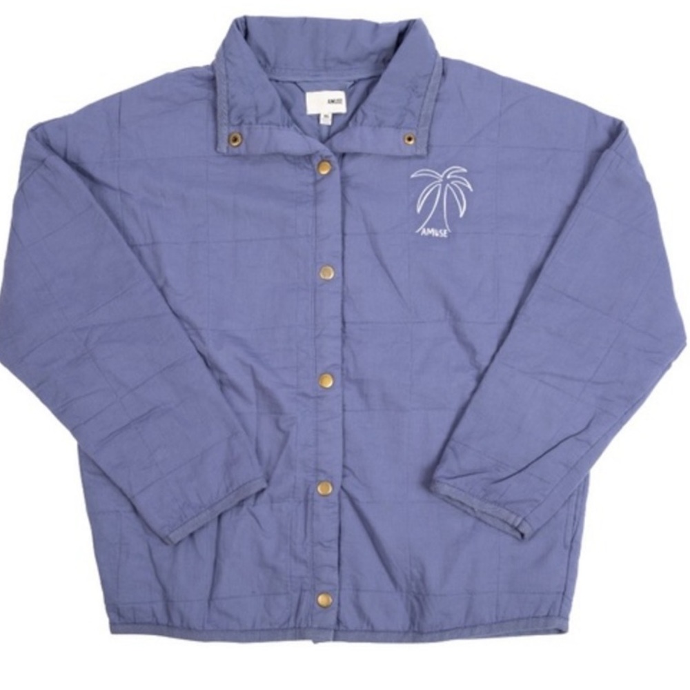 NWT Quilted indigo blue jacket by Amuse Society. Size L/XL